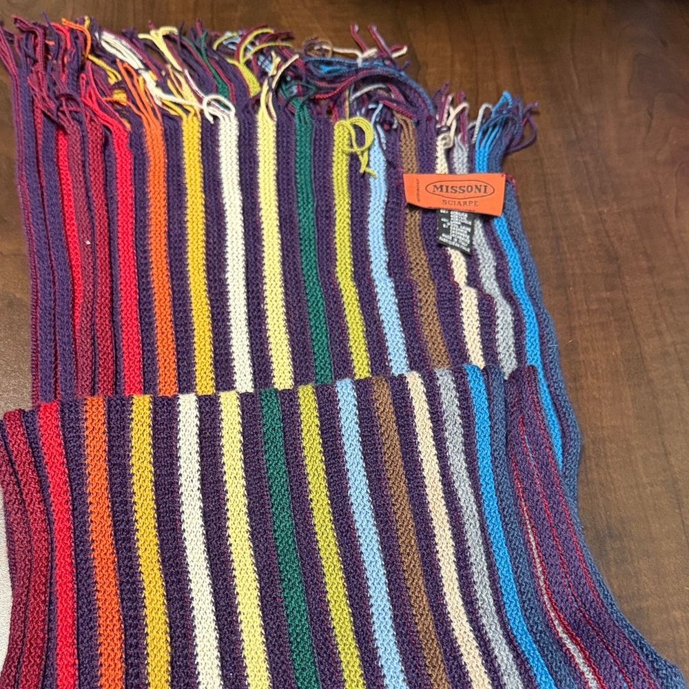 Missoni Colorful Knit Scarf with Fringe